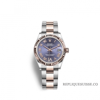 Rolex Datejust 31 Oystersteel Or Everose 18 ct M278271-0019 Aubergine sertie de diamants Cadran