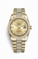 Copie Montre Rolex Day-Date 36 Or jaune 18 ct 118348 Diamant champagne serti de diamants Cadran m118348-0029