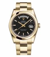 Rolex Day Date Or jaune Noir cadran 118208 BKSO