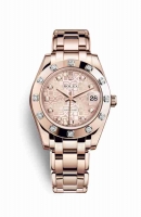 Copie Montre Rolex Pearlmaster 34 18 ct Everose or Rose Jubile design serti de diamants Cadran m81315-0008