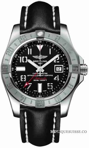 Breitling Avenger II GMT cuir Strap Deployant Buckle Montre Réplique