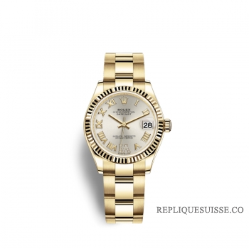 Rolex Datejust 31 or jaune 18 ct M278278-0027 Argent sertie de diamants Cadran