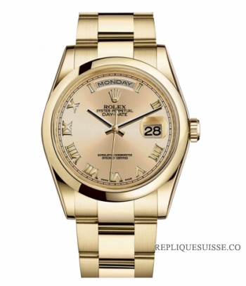 Rolex Day Date Or jaune Champagne cadran 118208 CHRO