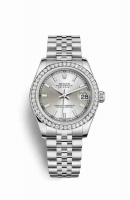 Copie Montre Rolex Datejust 31 Blanc Roles ou Oystersteel 18 carats en or blanc 178384 Argent Cadran m178384-0051
