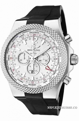 Breitling Bentley Automatique Chronographe Silver Dial noir Rubber Montre Réplique