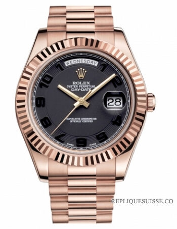 Réplique Rolex Day Date II President Pink or noir concentric cadran 21823 218235 BKCAP