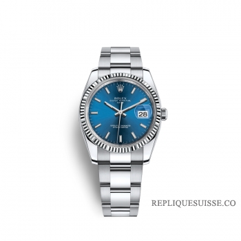 Rolex Date 34 Oystersteel or blanc 18 ct M115234-0004 cadran bleu