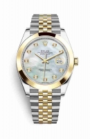 Copie Montre Rolex Datejust 41 Jaune Rolesor Oystersteel Or jaune 18 ct 126303 Blanc serti de nacre Cadran m126303-0018
