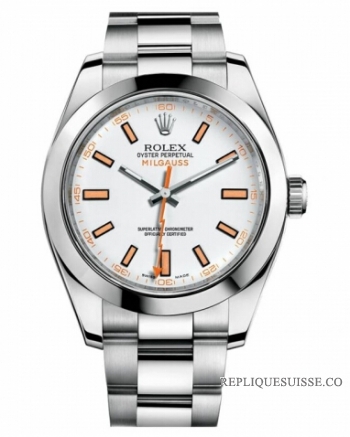 Réplique Rolex Milgauss Acier inoxydable Cadran Blanc 116400 WO