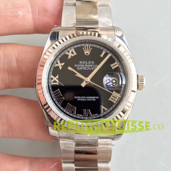 Réplique Rolex Datejust 36mm acier cadran noir bracelet Oyster 116234 BKRO - Cliquez sur l'image pour la fermer