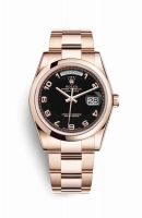 Copie Montre Rolex Day-Date 36 Or Everose 18 ct 118205 Cadran Noir m118205f-0059