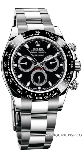 Réplique Rolex Cosmograph Daytona 116500 noir Dial Oyster de acier inoxidable