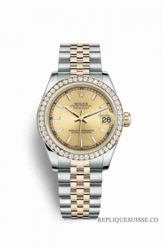 Copie Montre Rolex Datejust 31 Jaune Rolesor Oystersteel or jaune 18 ct 178383 Champagne-couleur Cadran m178383-0027