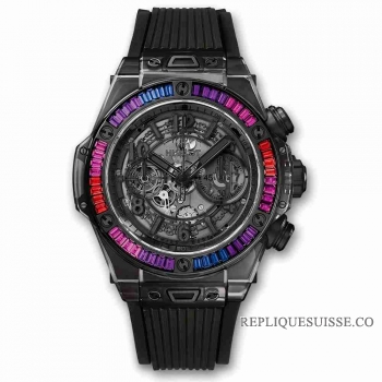 Copie Montre Hublot Big Bang Unico tout noir Galaxy Sapphire 45mm 411.JB.4901.RT.4098