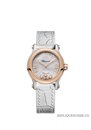 Réplique Chopard Happy Sport 30mm Automatique Or Rose 18 K Acier Inoxydable Et Diamants