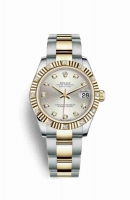 Copie Montre Rolex Datejust 31 Jaune Rolesor Oystersteel or jaune 18 ct 178313 Argent serti de diamants Cadran m178313-0051