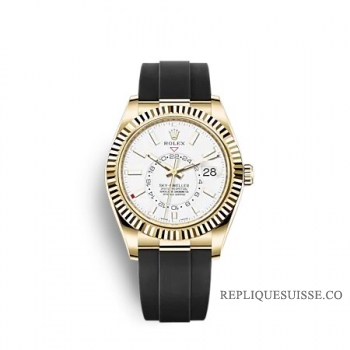Rolex Sky-Dweller or jaune 18 ct cadran blanc intense bracelet Oysterflex