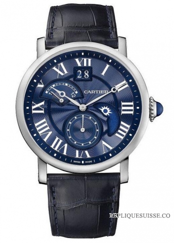 Cartier Rotonde de Cartier second fuseau horaire Jour/nuit Bleu paradis Montre Réplique