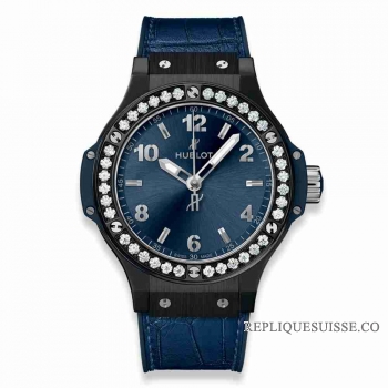 Copie Montre Hublot Big Bang Ceramique Bleu Diamants 38mm 361.CM.7170.LR.1204