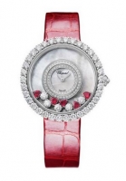 Copie Montre Chopard Happy Diamonds Or Blanc 18K, Rubis et Diamants Dames 204445-1006