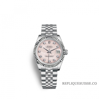 Rolex Datejust 31 Oystersteel or blanc 18 ct M178274-0043 Nacre rose sertie de diamants Cadran