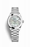 Copie Montre Rolex Datejust 28 Platinum Blanc serti de nacre Cadran m279166-0008