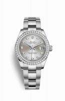 Copie Montre Rolex Datejust 31 Blanc Roles ou Oystersteel 18 carats en or blanc 178384 Argent serti de diamants Cadran m178384-0017