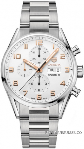 Copie Montre Tag Heuer Carrera Argent Cadran Mens Chronographe CV2A1AC.BA0738