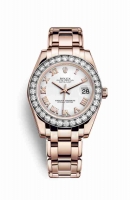 Copie Montre Rolex Pearlmaster 34 18 ct Everose or cadran blanc m81285-0032