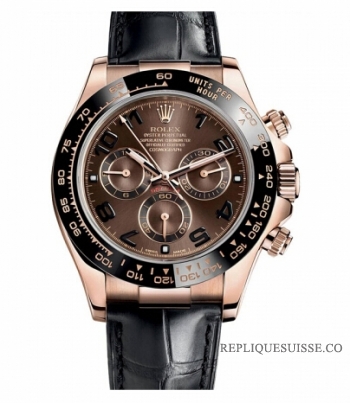 Réplique Rolex Daytona en or rose cadran brun chocolat 116515 LNBR