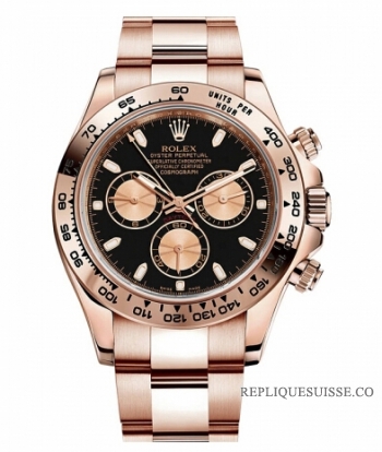 Réplique Cadran Rolex Daytona en or rose noire 116505 BK