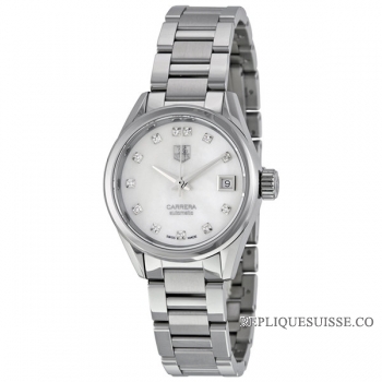 TAG Heuer Réplique Carrera Automatique blanc Dial Acier inoxydable Dame Montre WAR2414.BA0776