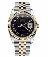 Réplique Rolex Datejust 36mm acier et Jaune or noir Sunbeam Dial 116233 BKSBRJ