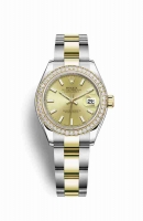 Copie Montre Rolex Datejust 28 Jaune Rolesor Oystersteel or jaune 18 ct RBR Champagne-couleur Cadran m279383rbr-0002