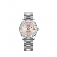 Rolex Datejust 31 or blanc cadran rose bracelet President