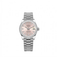 Rolex Datejust 31 or blanc cadran rose bracelet President