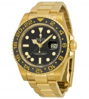 Réplique Rolex GMT Master II Bracelet Oyster cadran noir or jaune 18kt 116718BKSO