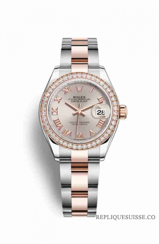 Copie Montre Rolex Datejust 28 Everose Roles ou Oystersteel 18 ct Everose or RBR cadran Sundust m279381rbr-0006