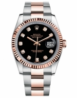 Réplique Rolex Datejust 36mm acier et cadran en or rose noire 116231 BKDO