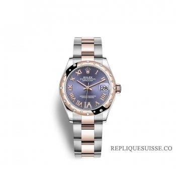 Rolex Datejust 31 Oystersteel Or Everose 18 ct M278341RBR-0019 Aubergine sertie de diamants Cadran