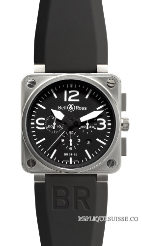 Bell & Ross BR 01-94 STEEL noir Chronographe 46mm des hommes Montre Réplique