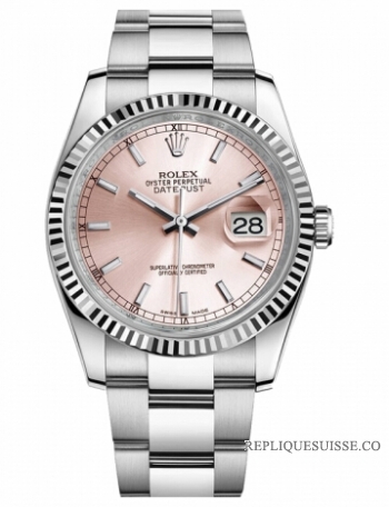 Réplique Rolex Datejust en acier de 36mm Rose Dial bracelet Oyster 116234 PIO