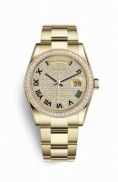 Copie Montre Rolex Day-Date 36 Or jaune 18 ct 118348 Cadran pave de diamants m118348-0226