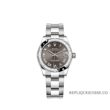 Rolex Datejust 31 Rolesor blanc cadran gris fonce bracelet Oyster