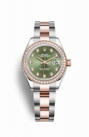 Copie Montre Rolex Datejust 28 Everose Roles ou Oystersteel 18 ct Everose or RBR Vert olive sertie de diamants Cadran m279381rbr-0008