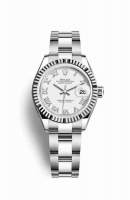Copie Montre Rolex Datejust 28 Blanc Roles ou Oystersteel 18 carats en or blanc Blanc Cadran m279174-0020