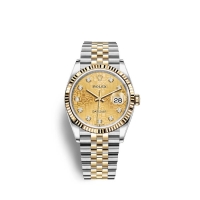 Rolex Datejust 36 Oystersteel or jaune 18 ct M126233-0033 couleur champagne sertie de diamants Cadran