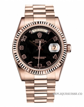 Rolex Day Date Rose Or Noir cadran 118235 BKAP