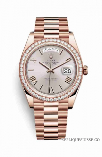 Copie Montre Rolex Day-Date 40 Or Everose 18 ct 228345RBR Cadran Sundust m228345rbr-0008