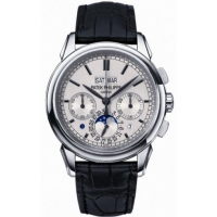 Patek Philippe - Chronographe Grand Complication avec cadran argente - Or blanc 18 carats - Cuir noir 5270G-001 Montres Copie